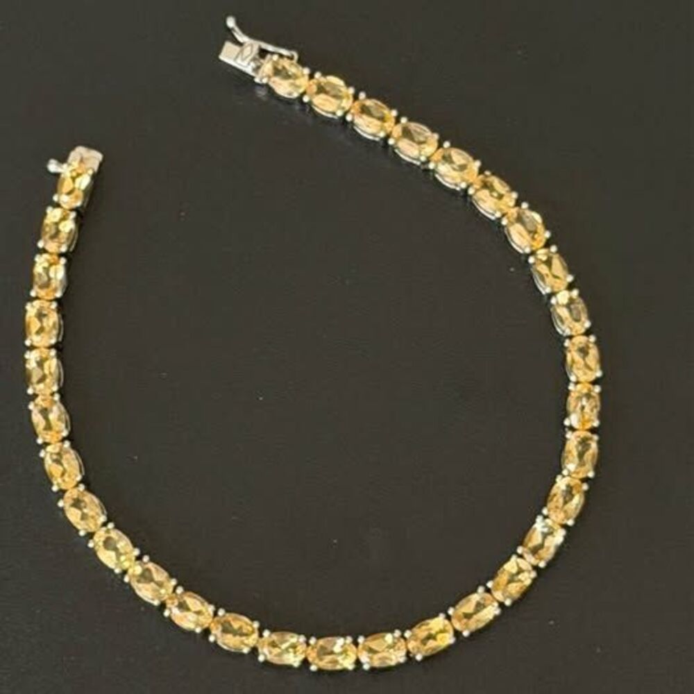 Sterling Silver Natural Citrine Tennis Bracelet – 8”